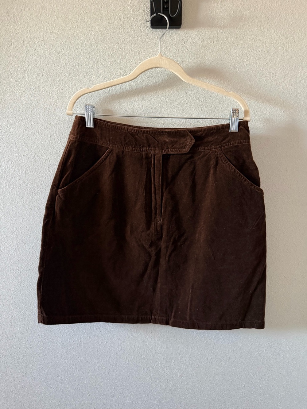 VTG Kathy Ireland Dark Brown Cotton Corduroy A-Line Skirt Womens 14